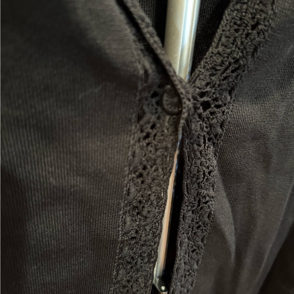 Black Women's Cardigan with lace trim - Picture 5 of 9